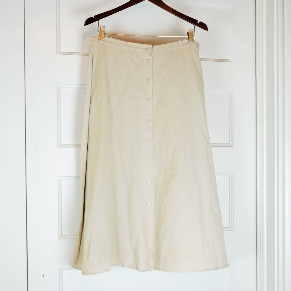 Cream Midi Button Down Skirt